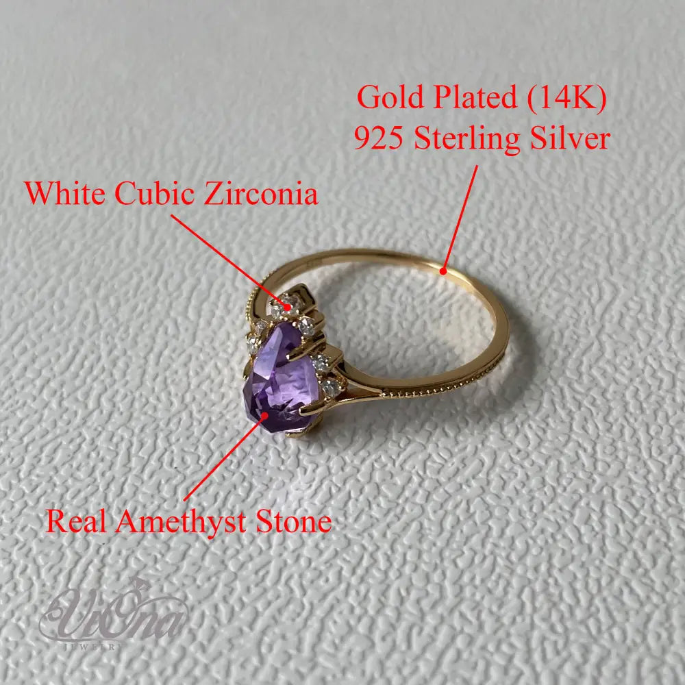 Amethyst Gemstone Ring – Gold-Plated 925 Silver | Viona