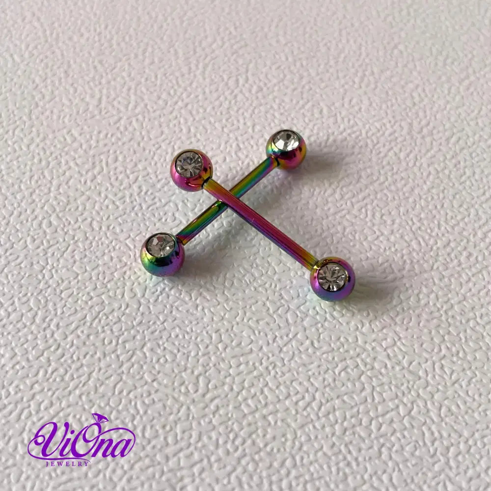 14 G Barbell Nipple Piercing from 316 L Surgical Steel in pair, Anti rust and tarnish in 5 different Colors