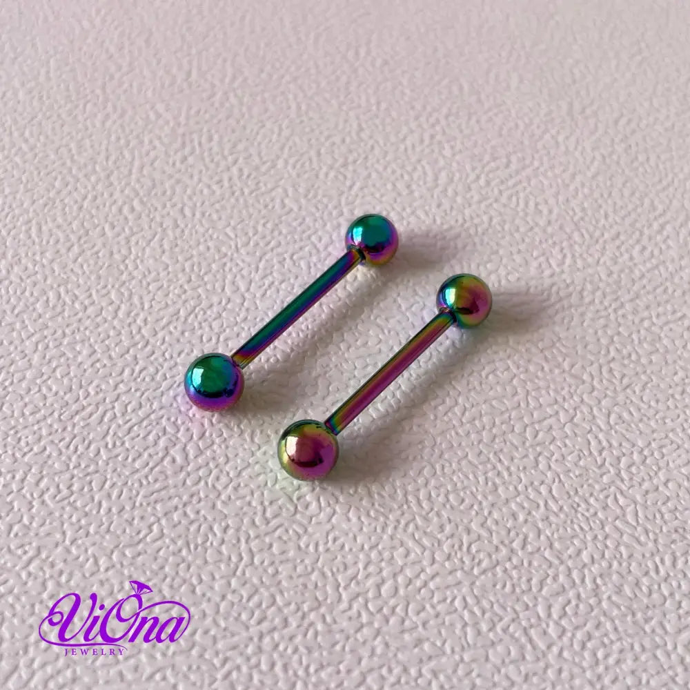 14 G Barbell Nipple Piercing from 316 L Surgical Steel in pair, Anti rust and tarnish in 5 different Colors