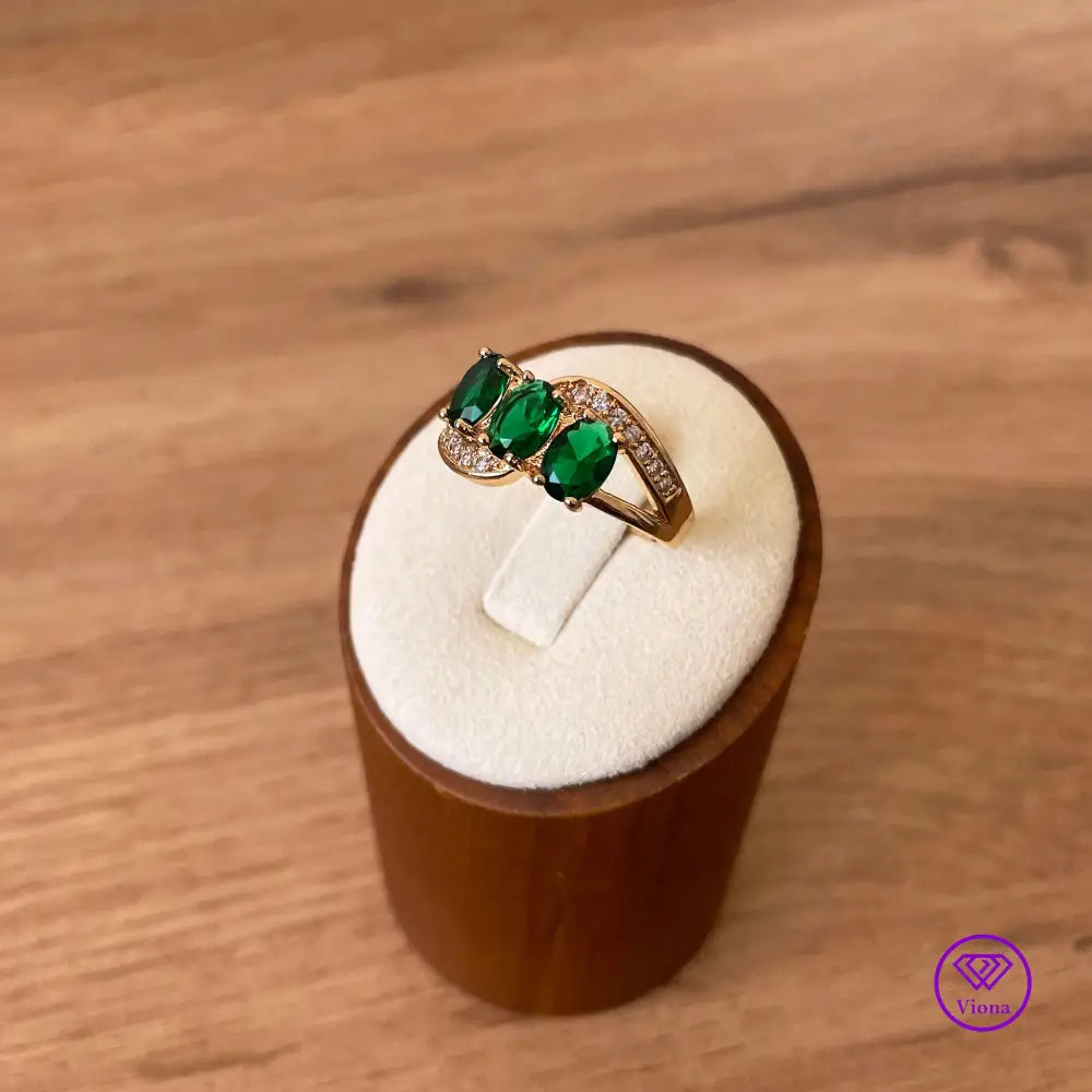 18K gold-filled 925 sterling silver with emerald green CZ, Stamped