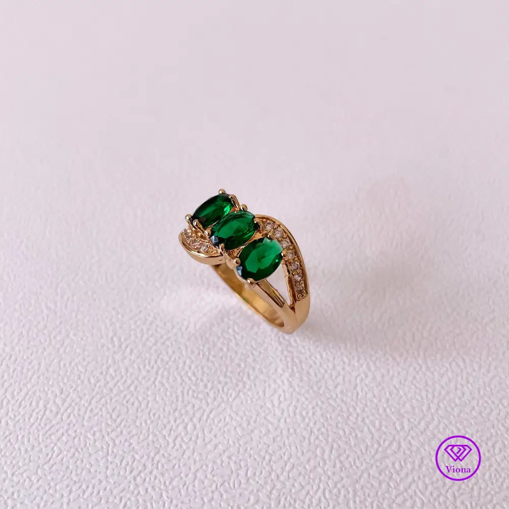 18K gold-filled 925 sterling silver with emerald green CZ, Stamped