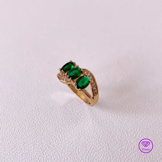 18K gold-filled 925 sterling silver with emerald green CZ, Stamped