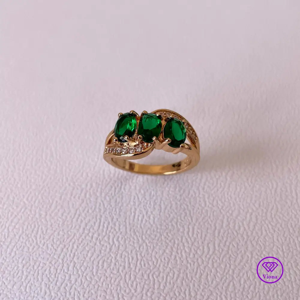 18K gold-filled 925 sterling silver with emerald green CZ, Stamped