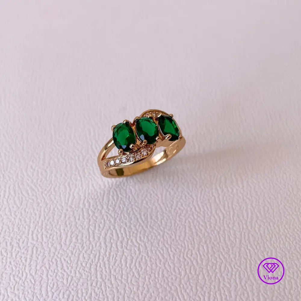 18K gold-filled 925 sterling silver with emerald green CZ, Stamped