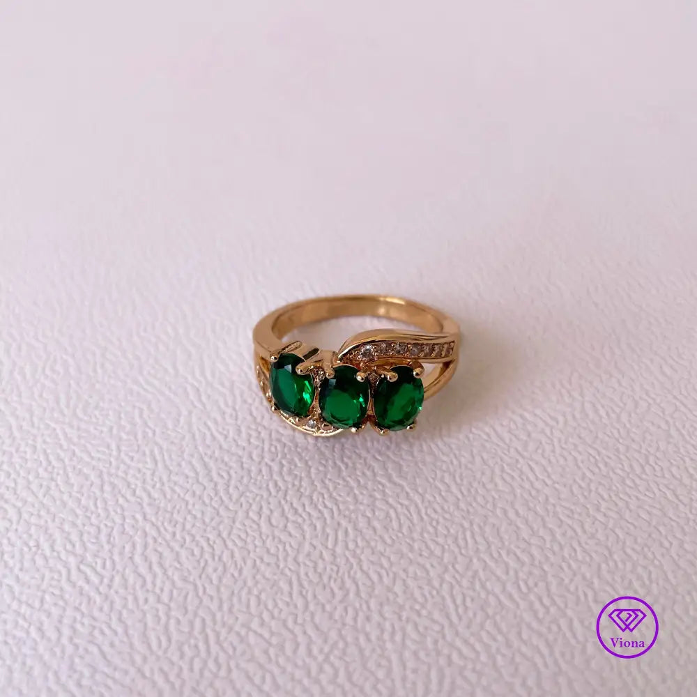 18K gold-filled 925 sterling silver with emerald green CZ, Stamped