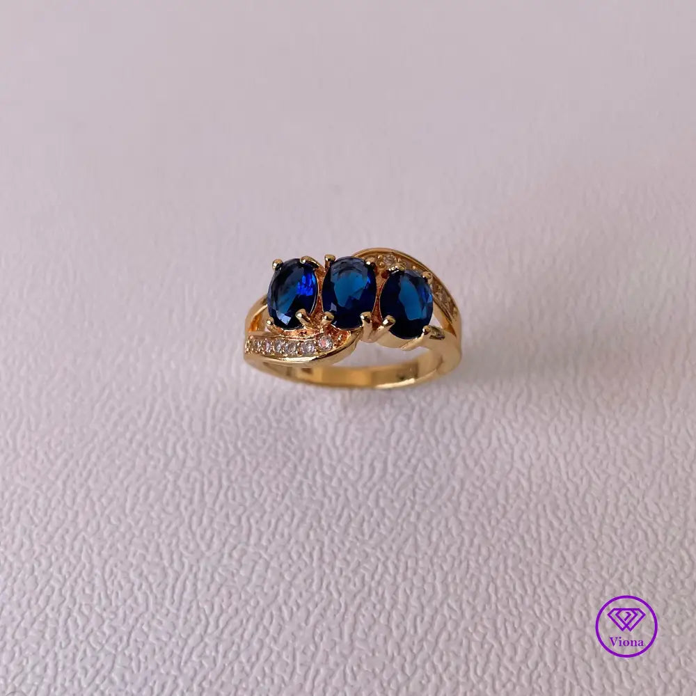 18K gold-filled 925 sterling silver with sapphire blue CZ, Stamped