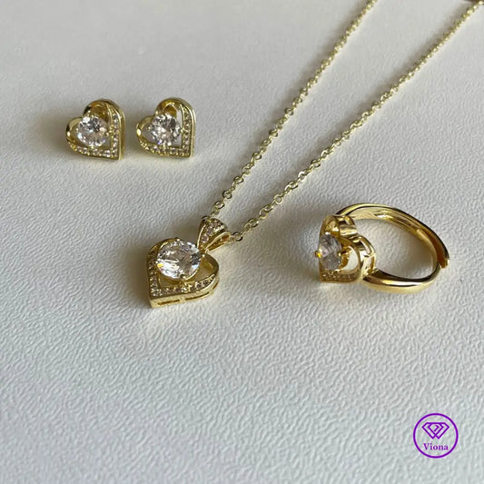18K Gold Plated Jewelry Set – Heart & Zirconia | Viona