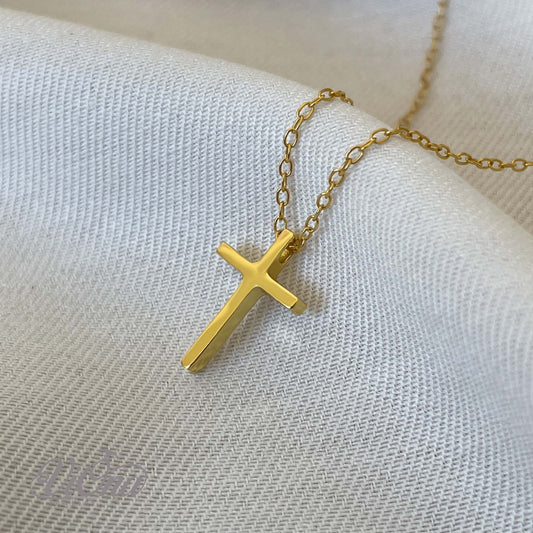 925 Silver Cross Necklace – Gold-Plated, Adjustable Chain | Viona