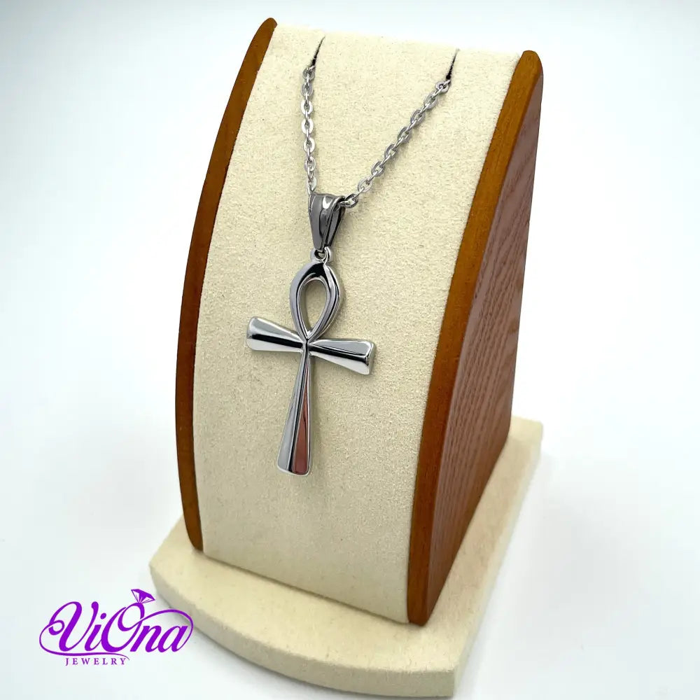 Ankh Egyptian Cross Necklace (Crux Ansata Prayer) in Gold and Silver Color