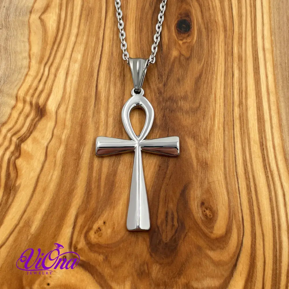 Ankh Egyptian Cross Necklace (Crux Ansata Prayer) in Gold and Silver Color