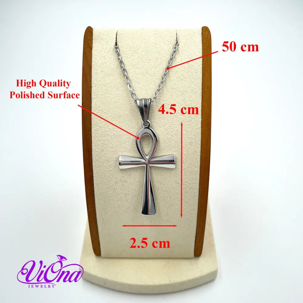 Ankh Egyptian Cross Necklace (Crux Ansata Prayer) in Gold and Silver Color