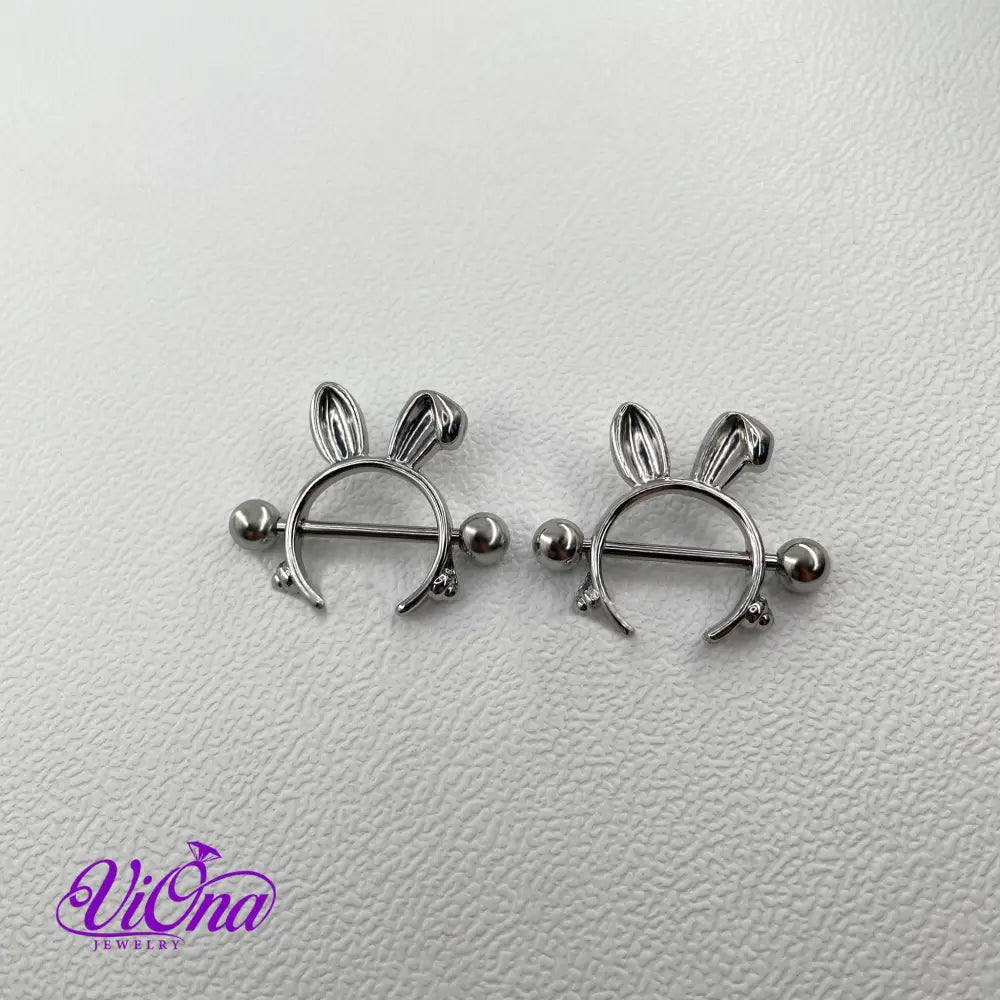 Bunny Rabbit Playboy Nipple Piercing, 14 G: Exquisite Nipple Bar Crafted from High-Quality 316L Surgical Steel