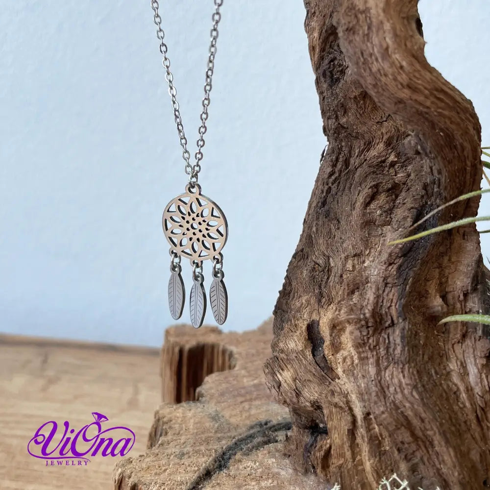 Dream Catcher Necklace from High Grade Stainless Steel with Minimalist Design