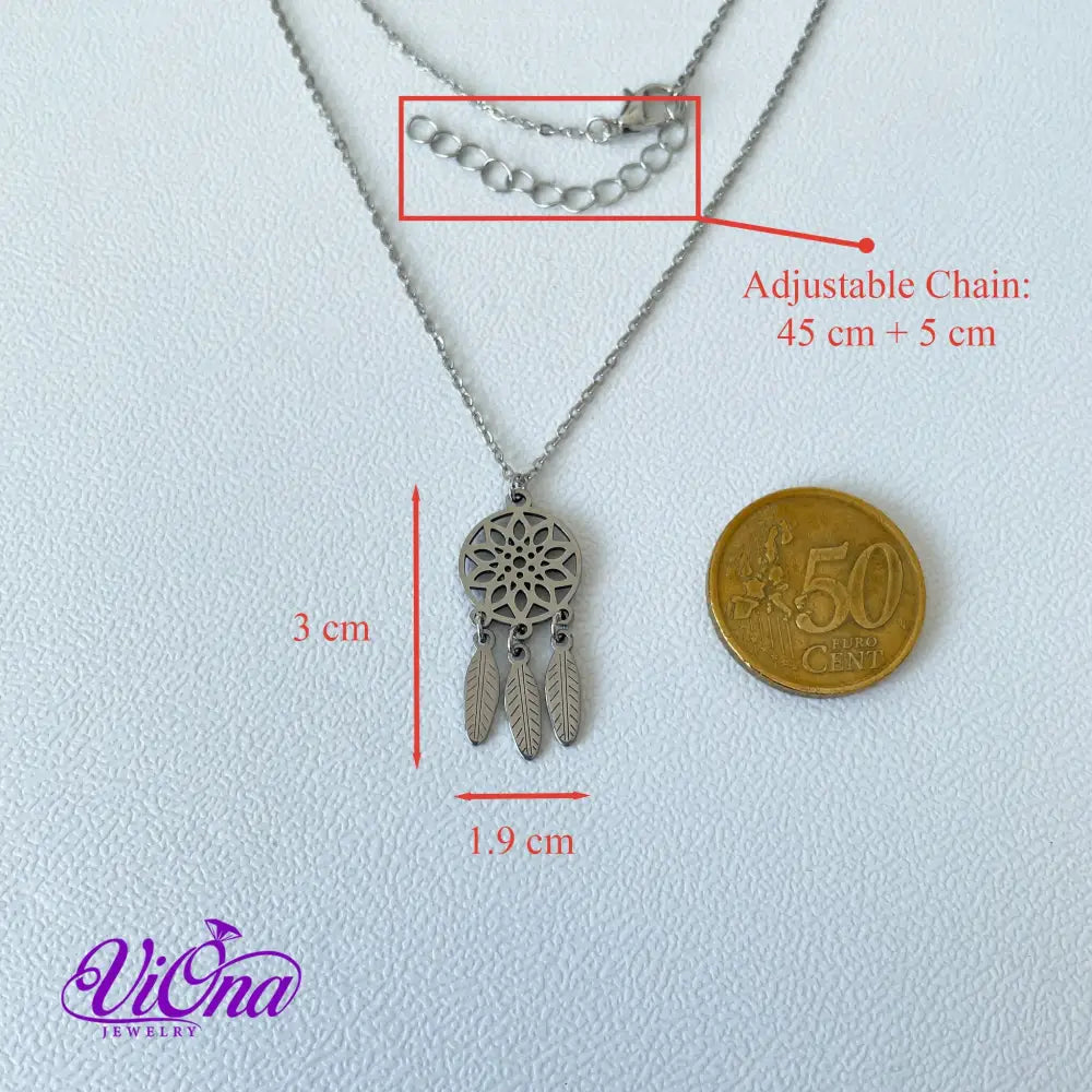 Dream Catcher Necklace from High Grade Stainless Steel with Minimalist Design