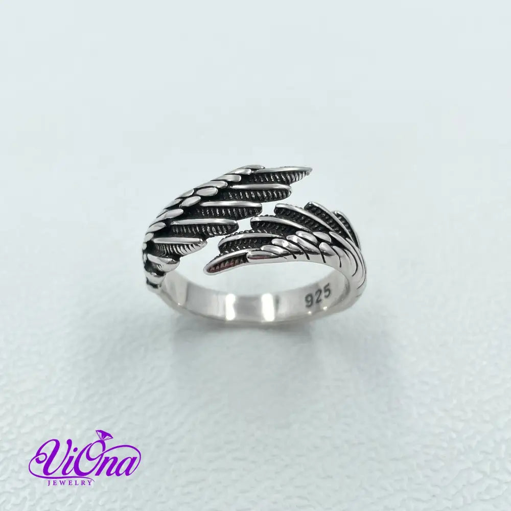 Elegant Guardian Angel Open Wing Ring in Authentic 925 Sterling Silver