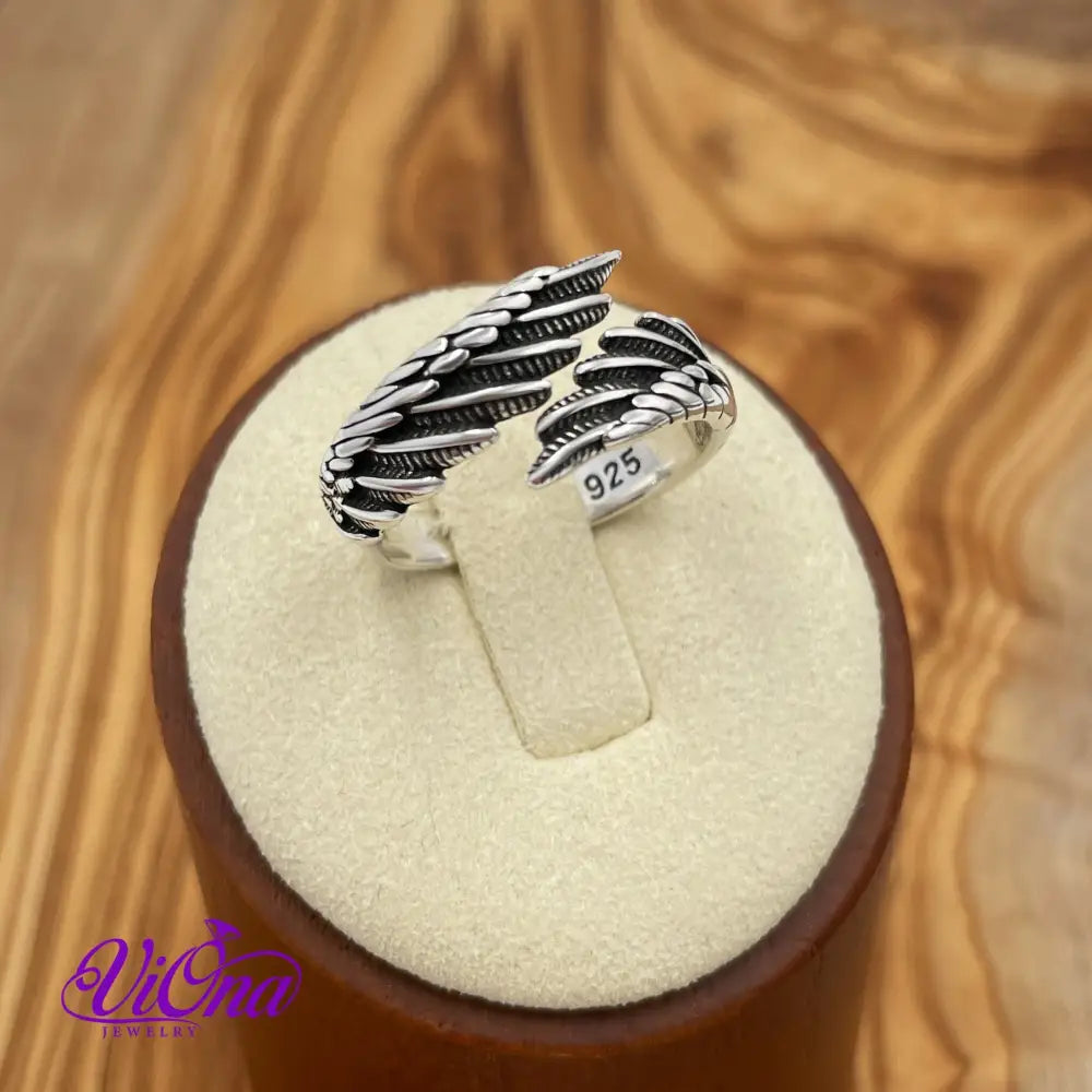 Elegant Guardian Angel Open Wing Ring in Authentic 925 Sterling Silver