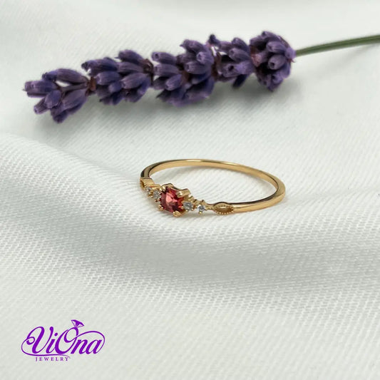 Elegantly Crafted 0.6 Carat Natural Red Garnet Gemstone on Gold Plated 925 Sterling Silver Ring in Exquisite Square Cut