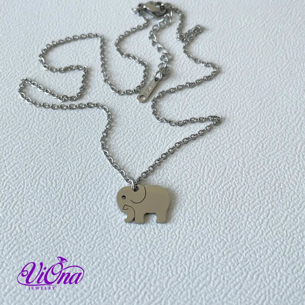 Elephant Necklace from High Grade Polished Stainless Steel with Minimalist Design