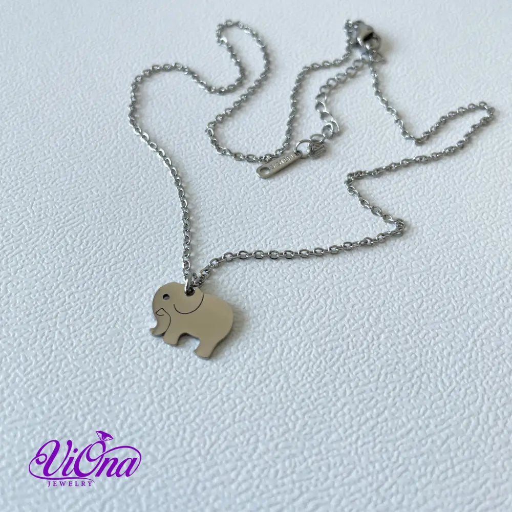 Elephant Necklace from High Grade Polished Stainless Steel with Minimalist Design