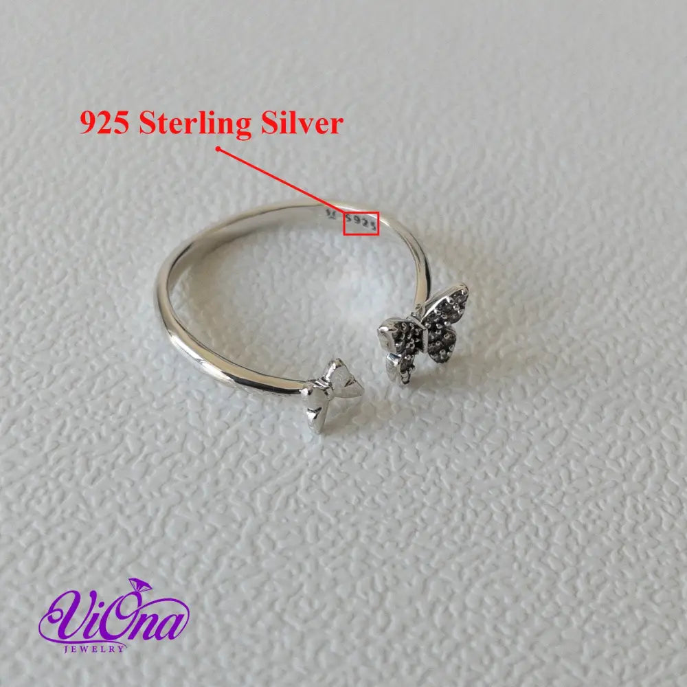 Exquisite Open Design Butterfly Ring: Crafted from Pure 925 Sterling Silver for Timeless Elegance