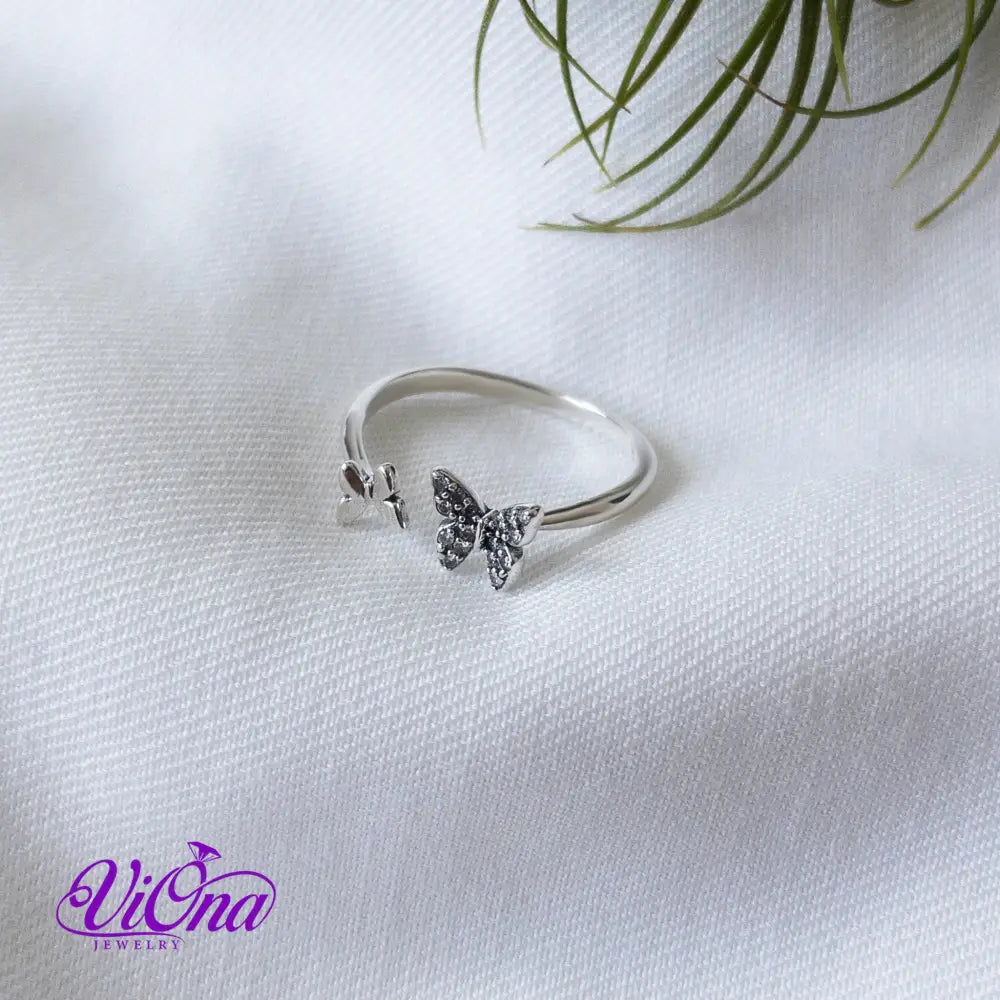 Exquisite Open Design Butterfly Ring: Crafted from Pure 925 Sterling Silver for Timeless Elegance