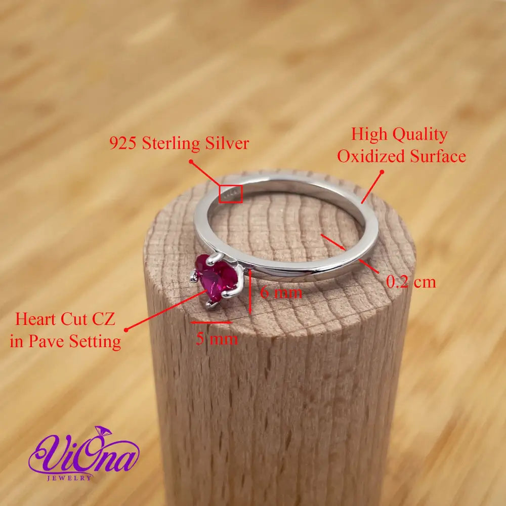 Exquisite Pink Heart CZ Ring in 925 Sterling Silver: A Symbol of Love and Elegance