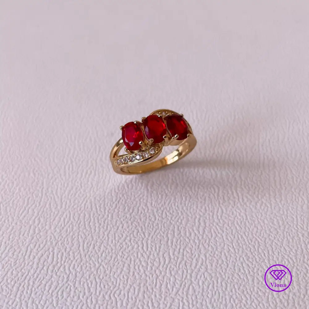 Gold filled Sterling silver with Ruby Red CZ, 925 Stamped