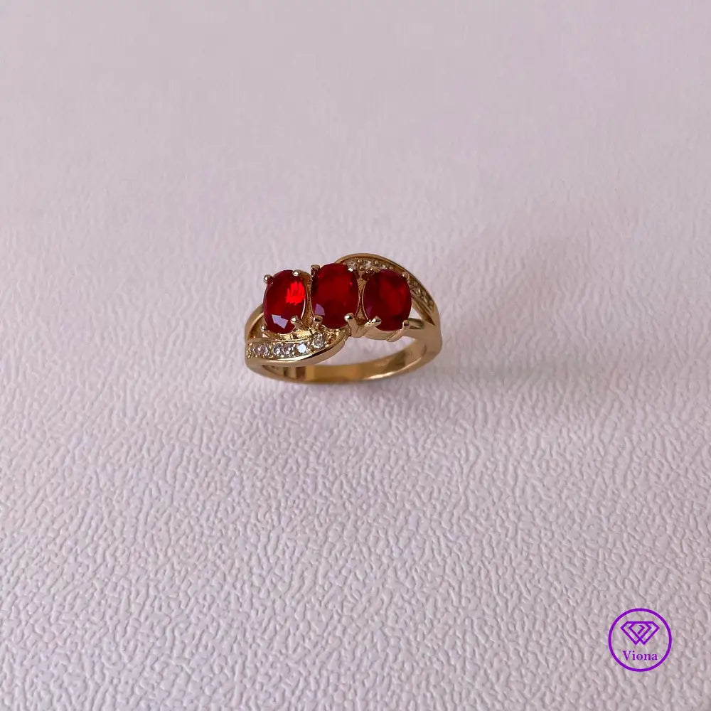 Gold filled Sterling silver with Ruby Red CZ, 925 Stamped