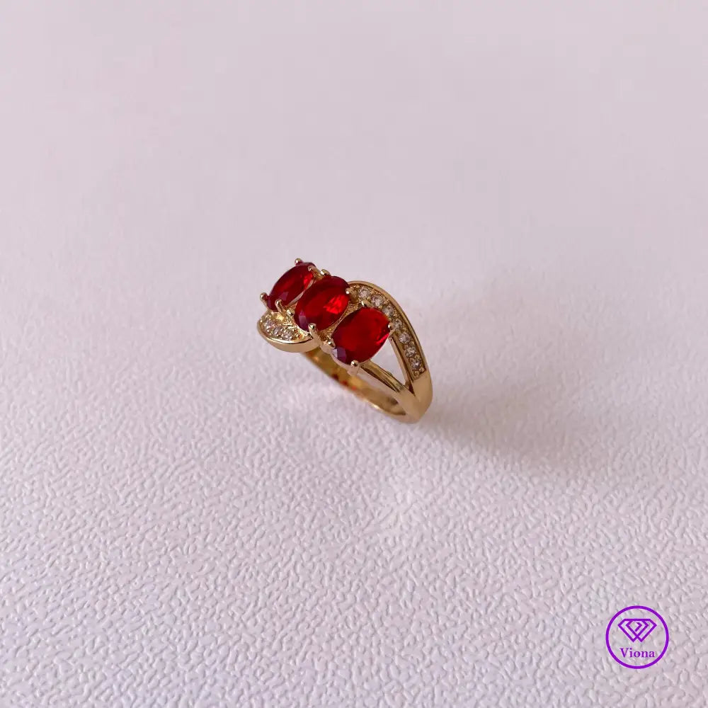 Gold filled Sterling silver with Ruby Red CZ, 925 Stamped