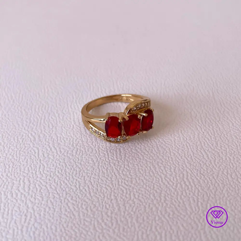 Gold filled Sterling silver with Ruby Red CZ, 925 Stamped