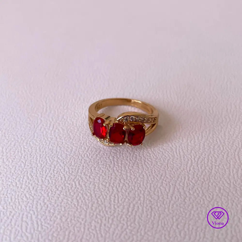 Gold filled Sterling silver with Ruby Red CZ, 925 Stamped