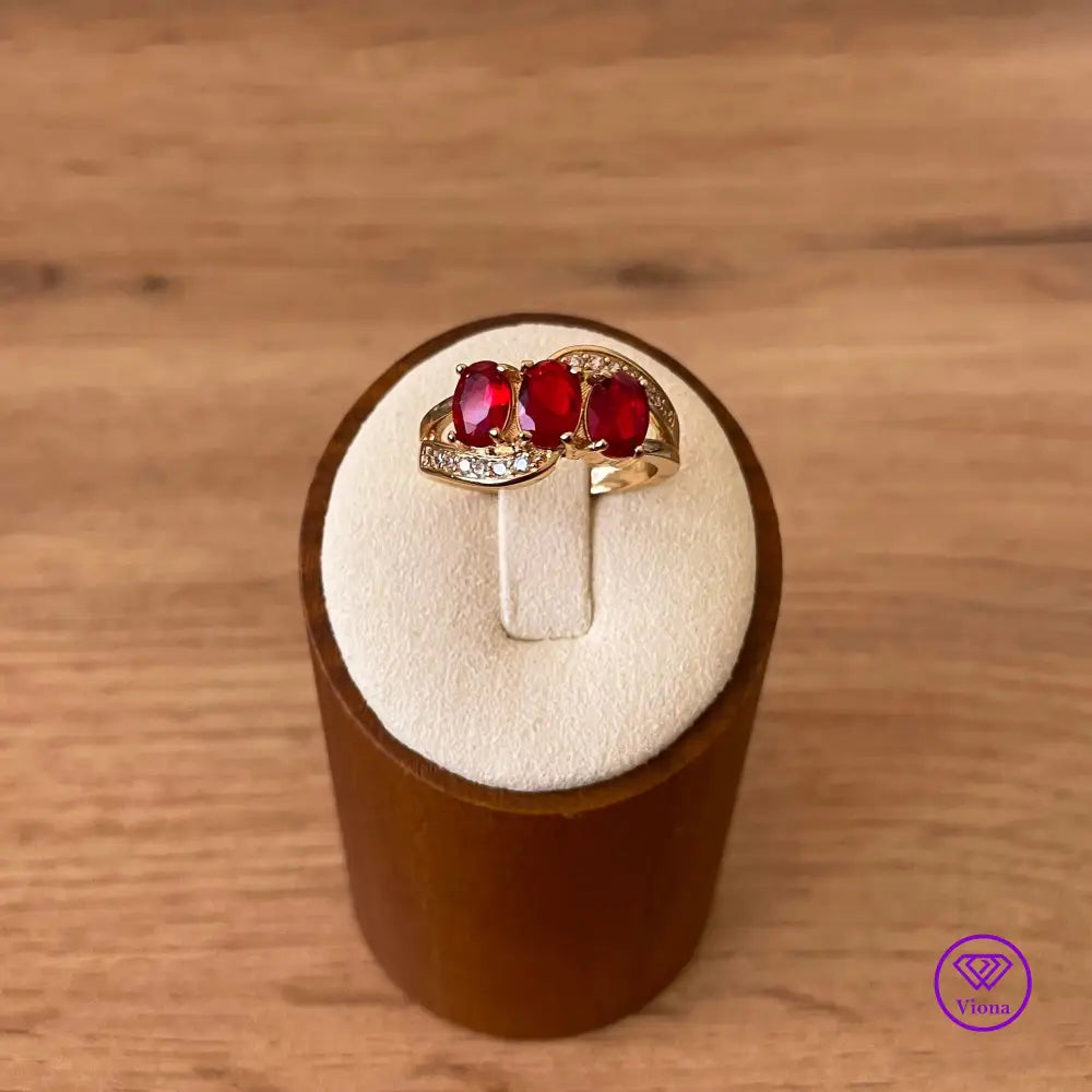 Gold filled Sterling silver with Ruby Red CZ, 925 Stamped