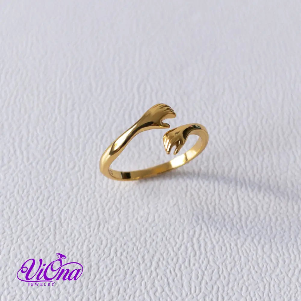 Gold-Plated 925 Sterling Silver Hug Ring Stamped