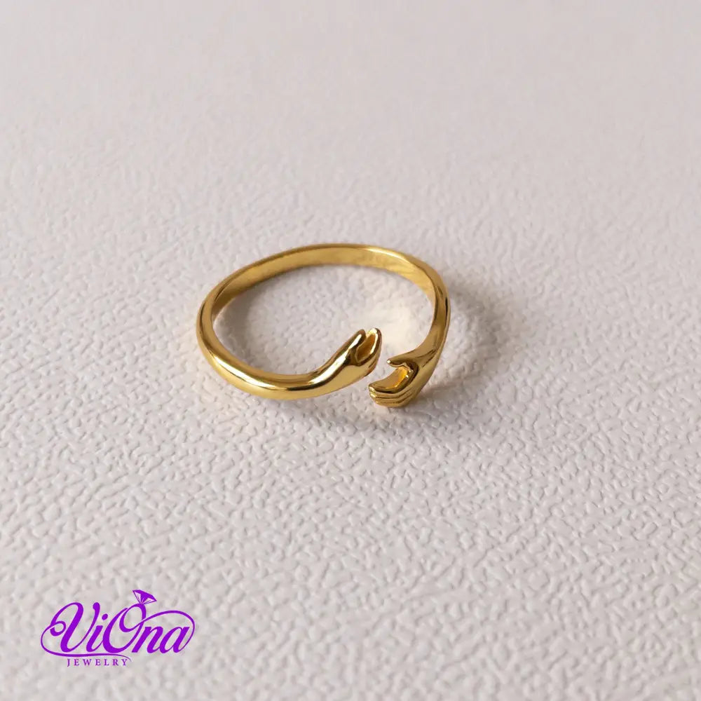 Gold-Plated 925 Sterling Silver Hug Ring Stamped