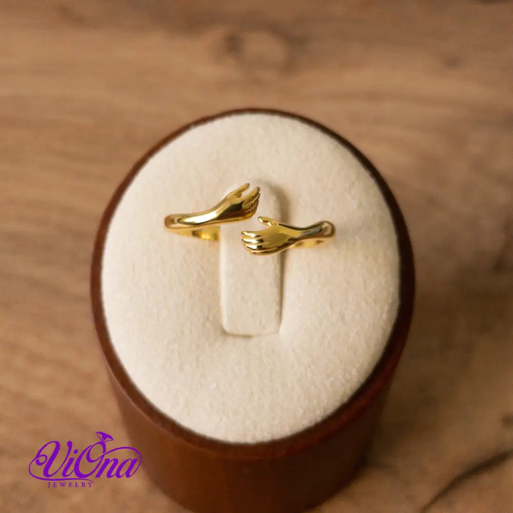 Gold-Plated 925 Sterling Silver Hug Ring Stamped