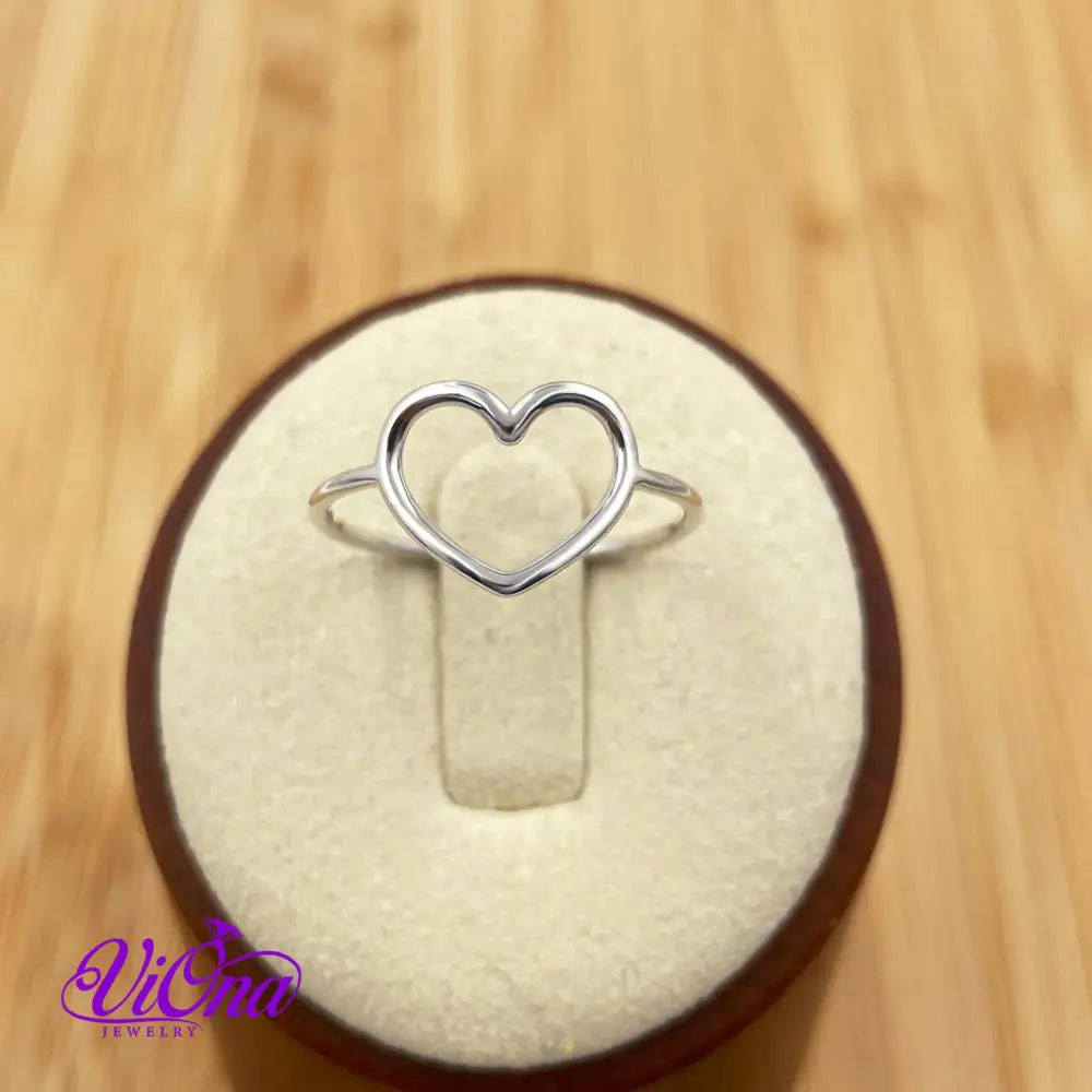 Hollow Heart Outline Ring from 925 Sterling Silver with Simple Minimalist Design