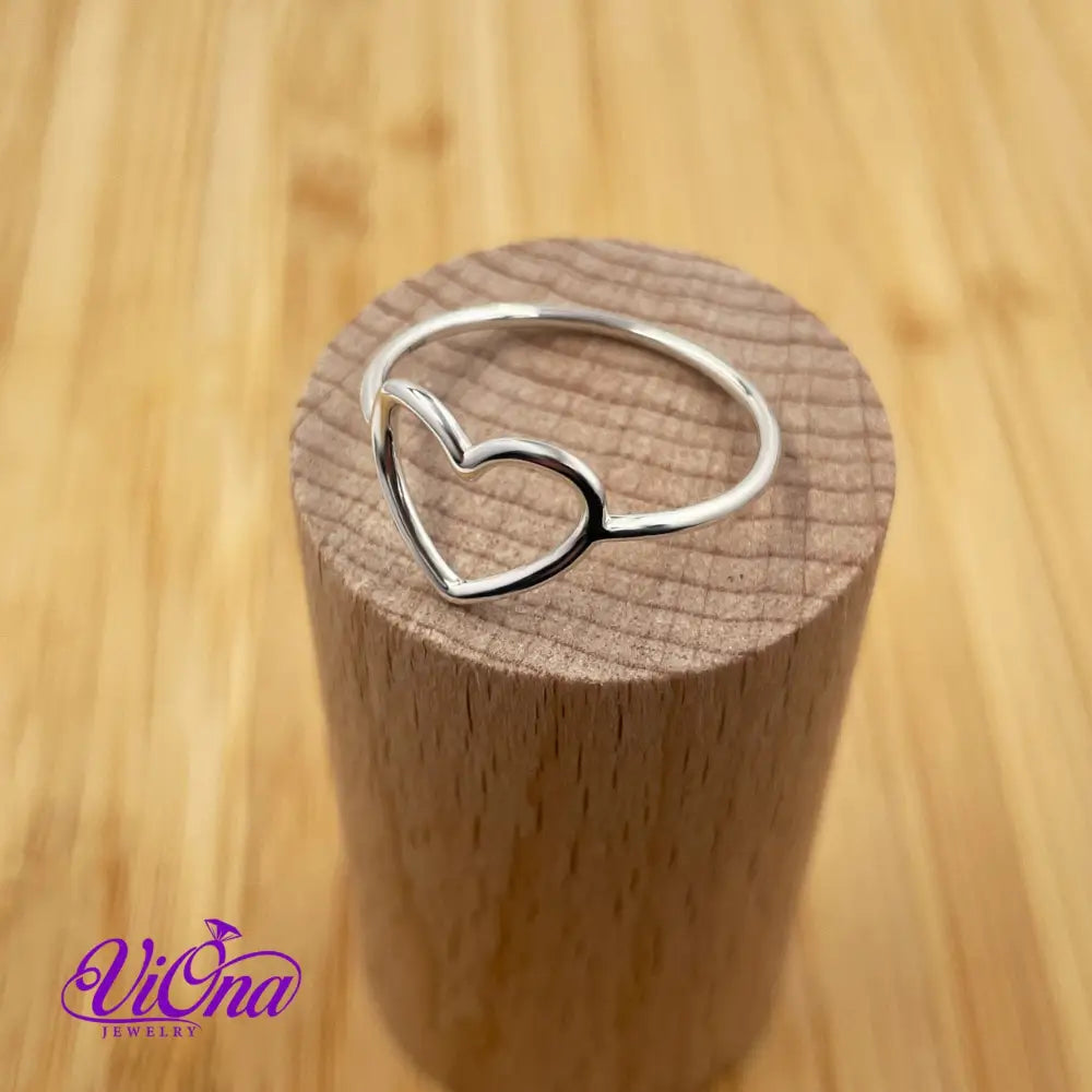 Hollow Heart Outline Ring from 925 Sterling Silver with Simple Minimalist Design