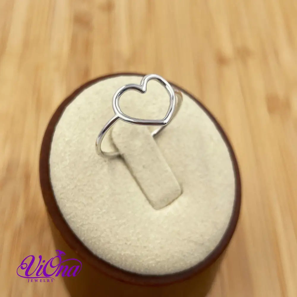 Hollow Heart Outline Ring from 925 Sterling Silver with Simple Minimalist Design