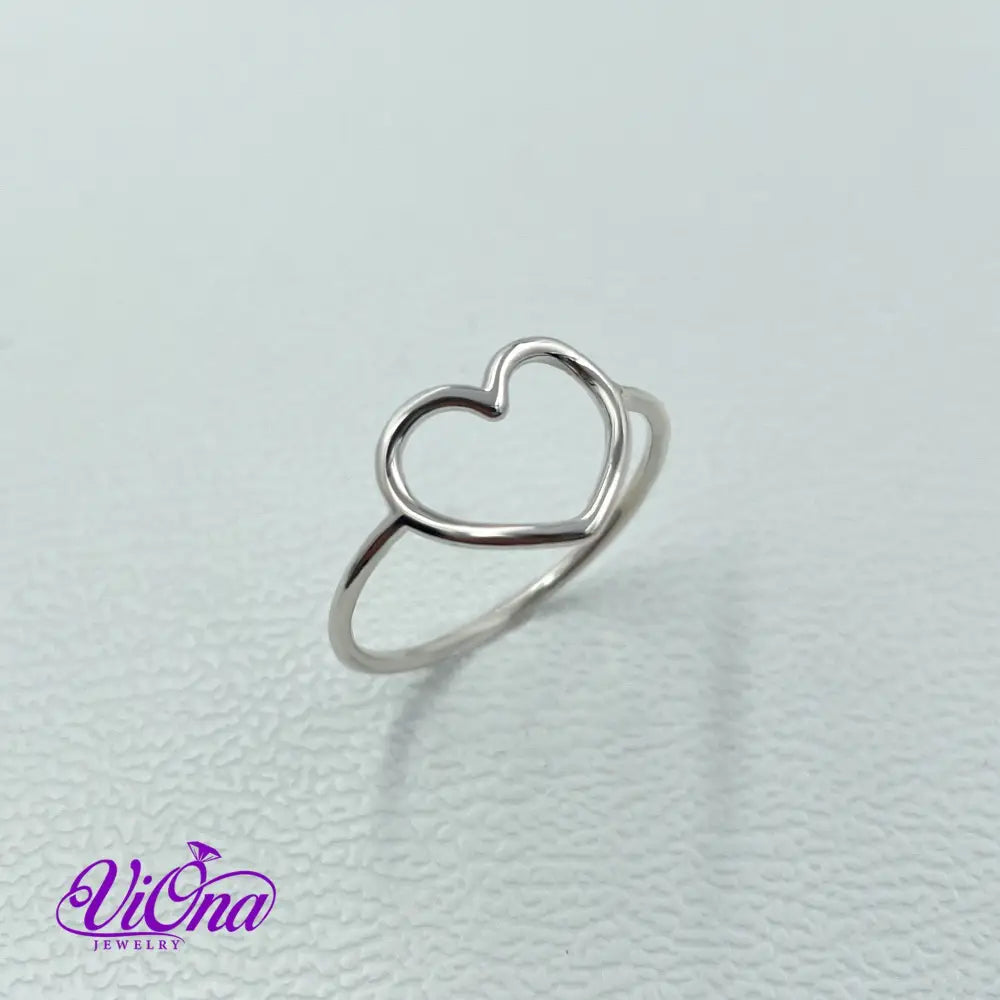 Hollow Heart Outline Ring from 925 Sterling Silver with Simple Minimalist Design