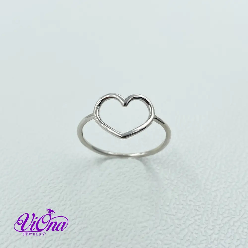 Hollow Heart Outline Ring from 925 Sterling Silver with Simple Minimalist Design