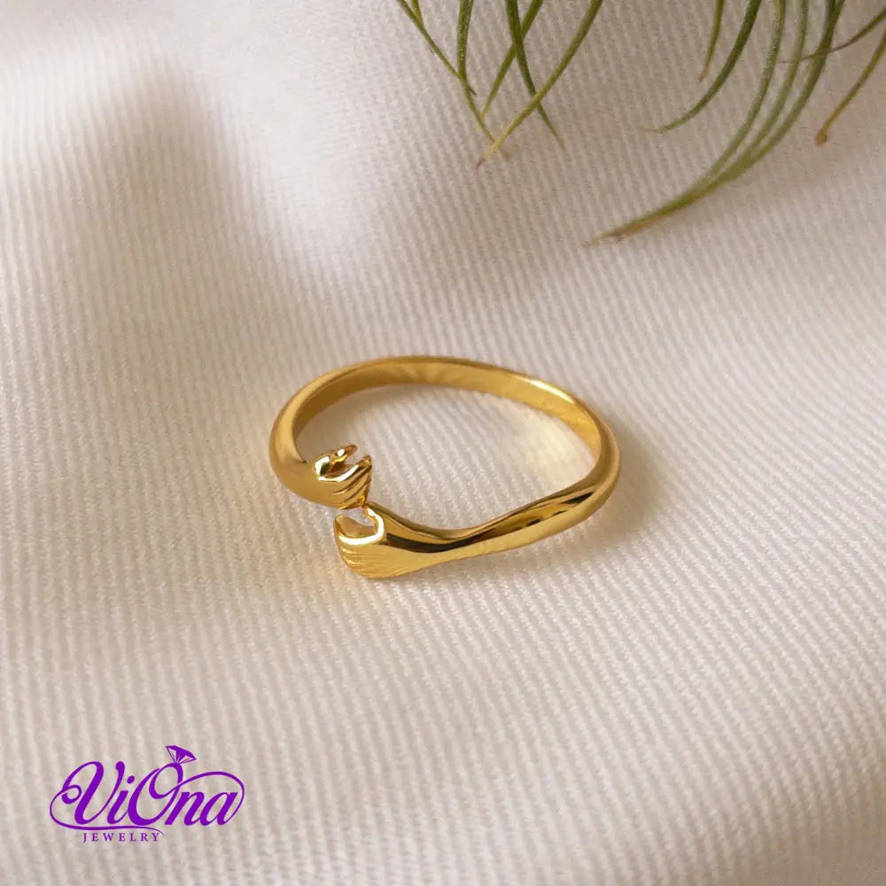 Gold-Plated 925 Sterling Silver Hug Ring Stamped