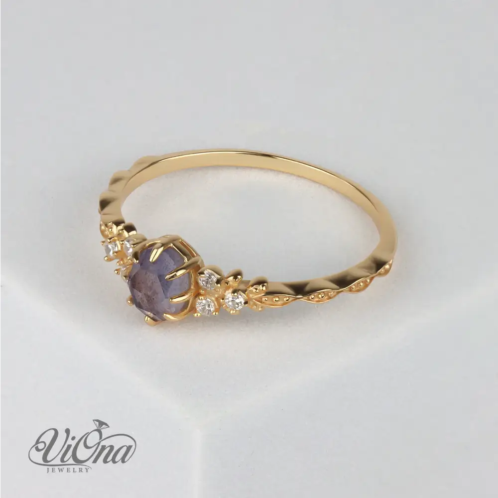Labradorite Ring – Natural Oval Gemstone with Side Stones