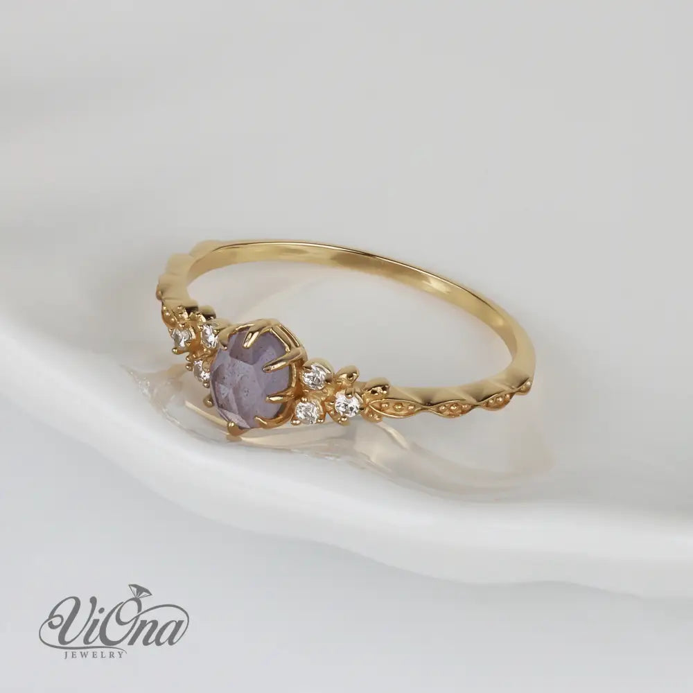 Labradorite Ring – Natural Oval Gemstone with Side Stones