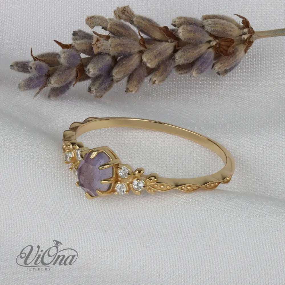 Labradorite Ring – Natural Oval Gemstone with Side Stones