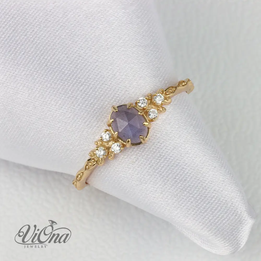 Labradorite Ring – Natural Oval Gemstone with Side Stones