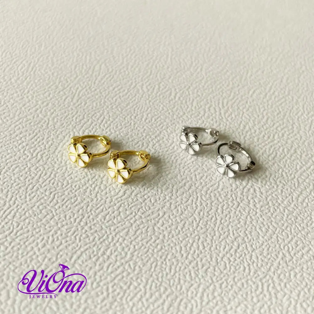 Minimalist Flower Ear Buckle Earrings from 925 Sterling Silver, Silver and Gold Plated