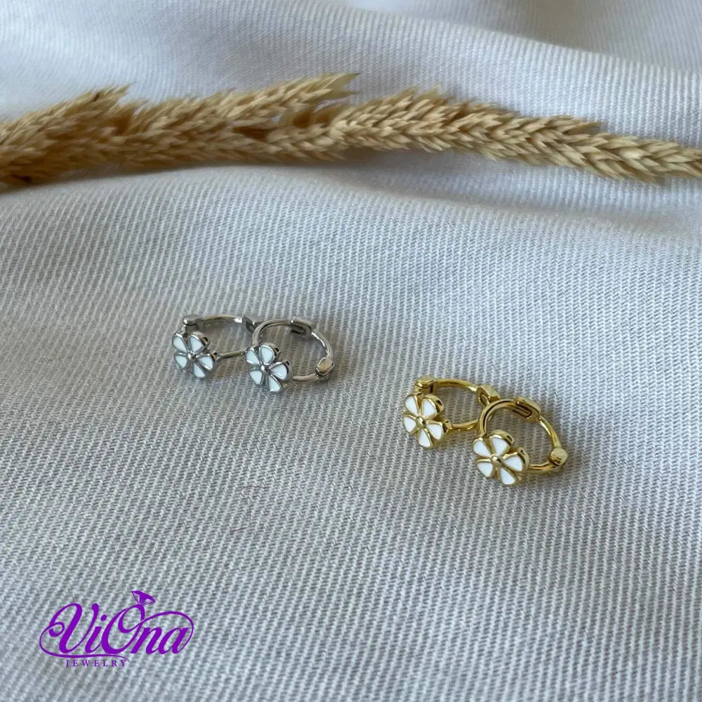 Minimalist Flower Ear Buckle Earrings from 925 Sterling Silver, Silver and Gold Plated