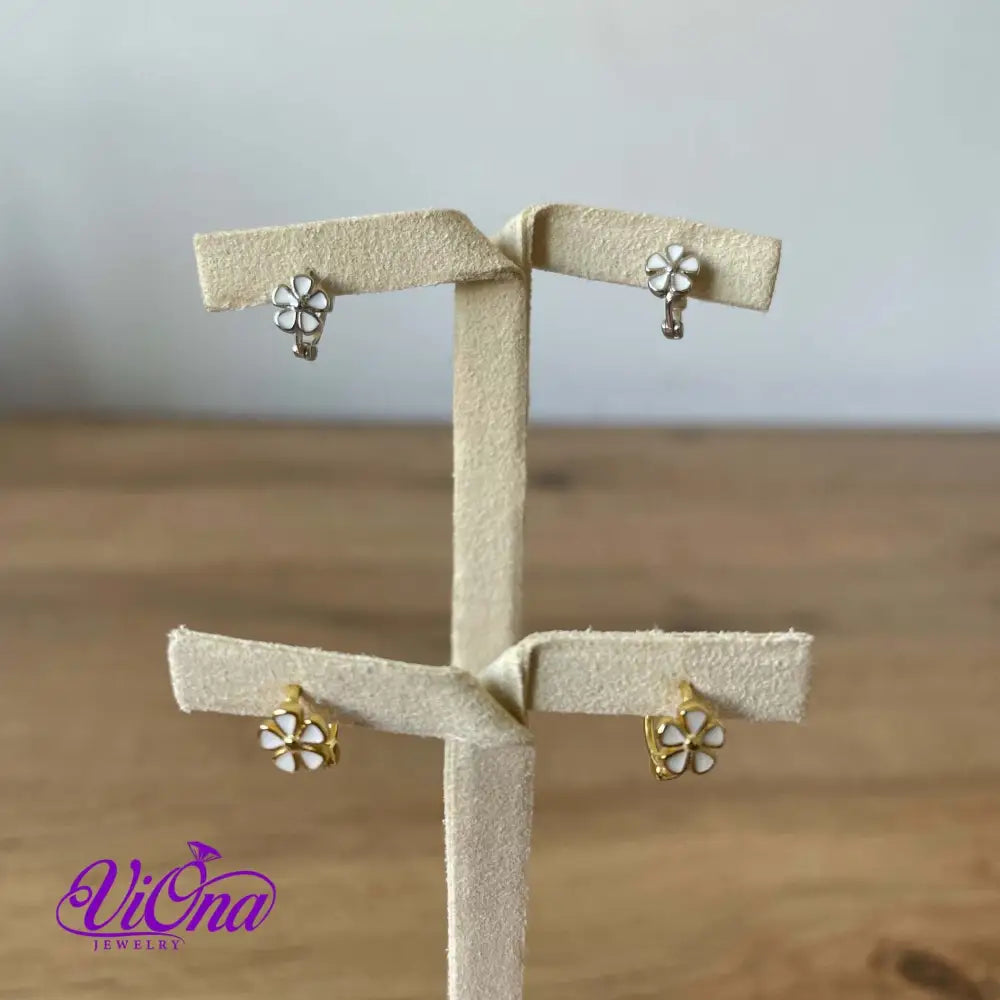 Minimalist Flower Ear Buckle Earrings from 925 Sterling Silver, Silver and Gold Plated