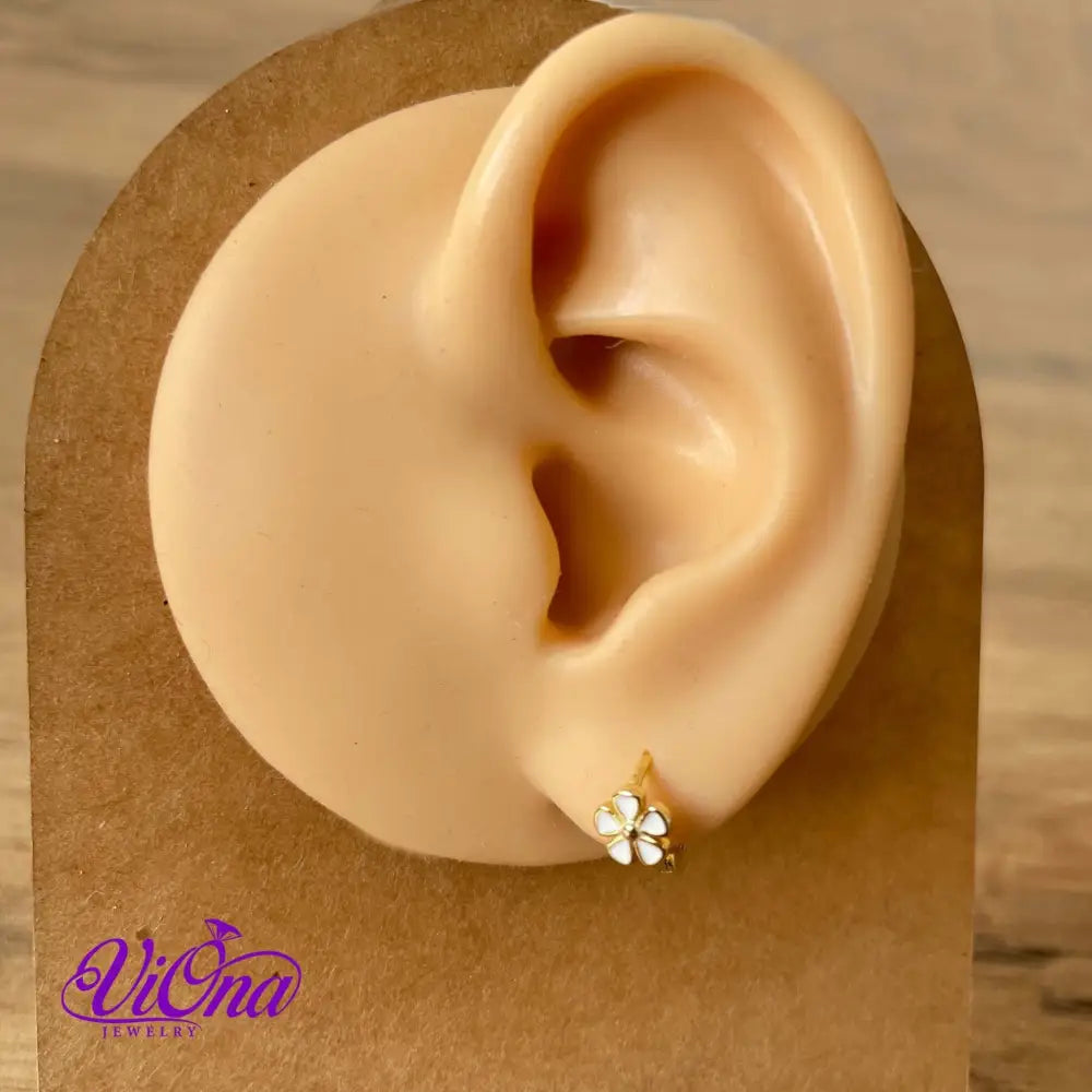 Minimalist Flower Ear Buckle Earrings from 925 Sterling Silver, Silver and Gold Plated