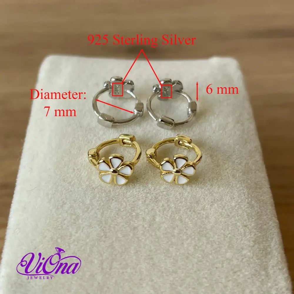 Minimalist Flower Ear Buckle Earrings from 925 Sterling Silver, Silver and Gold Plated